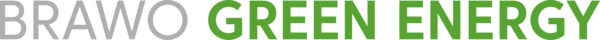 Logo mit dem Text "BRAWO GREEN ENERGY", wobei "BRAWO" in Grau und "GREEN ENERGY" in Grün dargestellt ist