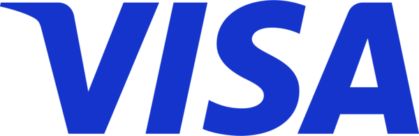 Visa-Logo mit großen blauen Buchstaben.