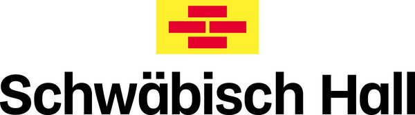 Logo der Firma Schwäbisch Hall mit roten Balken auf gelbem Hintergrund.
