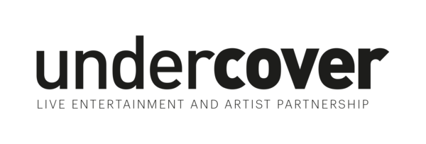 Schwarzes Logo mit dem Wort "undercover" in fetter Schrift und dem Slogan "LIVE ENTERTAINMENT AND ARTIST PARTNERSHIP" darunter.