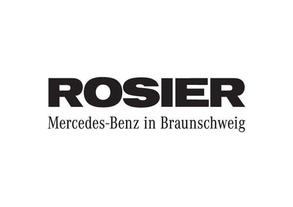 Logo von Rosier mit dem Text 'Mercedes-Benz in Braunschweig' mit schwarzer Schrift auf weißem Grund.