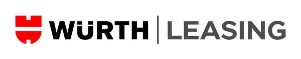 Das Logo zeigt das Würth-Emblem, ein rotes Wappen mit einer stilisierten „W“-Form. Daneben steht „WÜRTH“ in schwarzer Schrift und „LEASING“ in grauer Schrift, getrennt durch eine vertikale Linie.