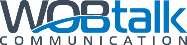 Logo von WOBtalk Communication mit Schriftzug.