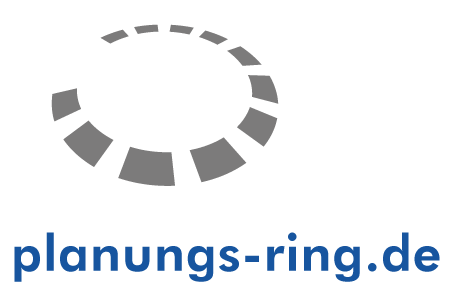 Logo von planungs-ring.de mit einem, unvollständigen Kreis aus grauen Segmenten.