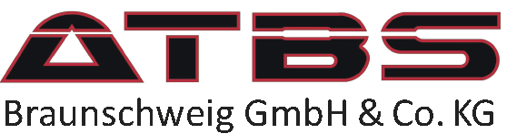 Logo von ATBS Braunschweig GmbH & Co. KG mit markanten roten und schwarzen Buchstaben.